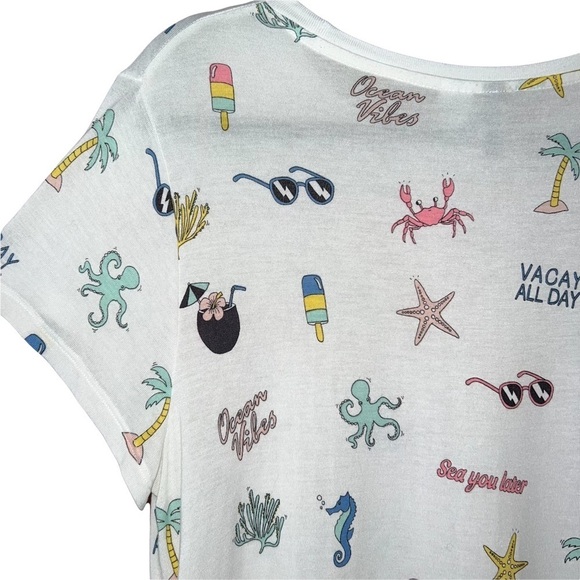H&M Divided Novelty starfish Print Vacation Beach Themed Short Sleeve T-shirt M - Picture 3 of 8